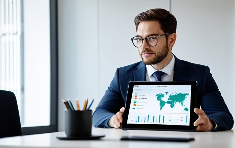 A focused individual, appearing to be an adult in their late 20s to early 30s, dressed in modern, professional business casual attire. They are sitting confidently at a sleek, minimalist desk, interacting with a tablet displaying a dynamic learning dashboard or a digital map of knowledge, subtly representing self-directed learning and digital exploration. The background is a blurred, bright, contemporary study space with soft natural light, symbolizing clarity and purpose. The overall image conveys empowerment and autonomous growth in the digital age. fully clothed, appropriate attire, safe for work, perfect anatomy, natural pose, correct proportions, well-formed hands, proper finger count, professional photography, high quality, modest, family-friendly.