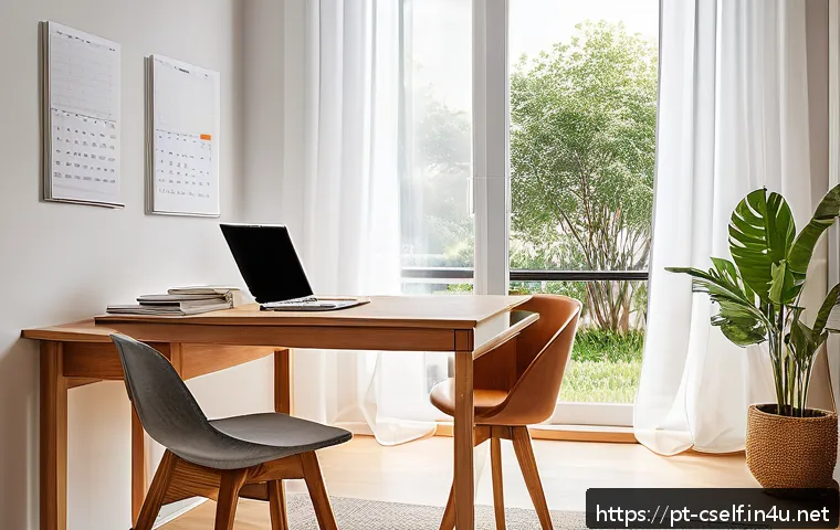 자기주도학습코치의 자가진단 체크리스트 - A bright, clean, and organized study room designed for a Portuguese-speaking student, featuring a sp...